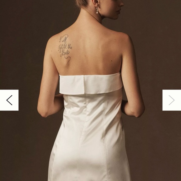 NWT BHLDN Clean Strapless Organza Foldover Detail Mini Dress - Picture 3 of 6